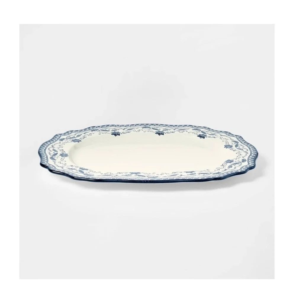 Christmas Stoneware Serve Platter Blue Pattern‎ - Threshold Studio McGee, Target